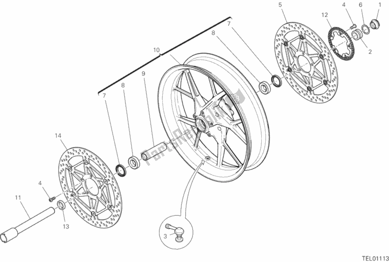 All parts for the Front Wheel of the Ducati Multistrada 1260 S Touring 2018